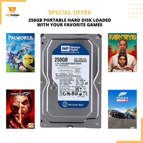 250GB Hard Drive Pre-Loaded with Your Favorite Games – Instant Play, No Installation Required!